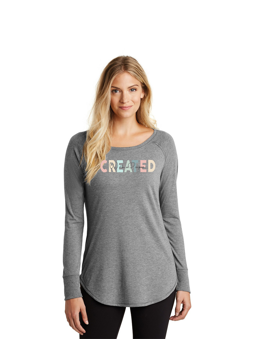 Thumbnail: Created with a Purpose on a long sleeve tunic lightweight soft crew