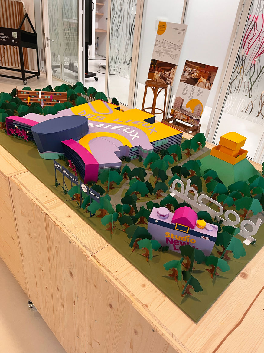 Nhood, maquette architecture quartier général paper art