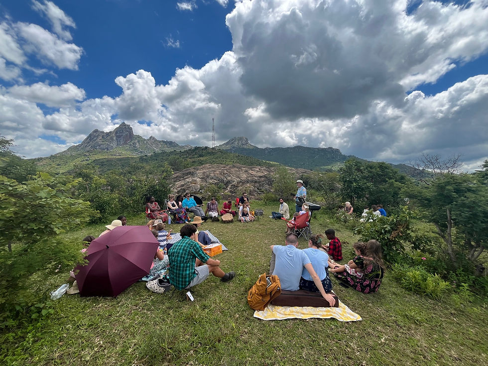 Easter morning worship with other families serving at the hospital
