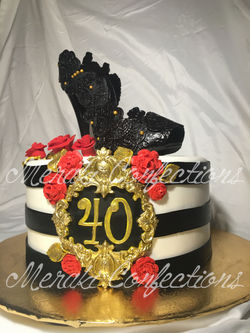 Black Heel Rose Shoe Cake