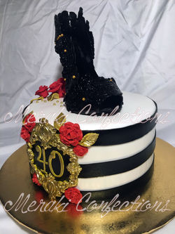 Black Heel Rose Shoe Cake