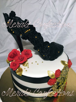 Black Heel Rose Shoe Cake