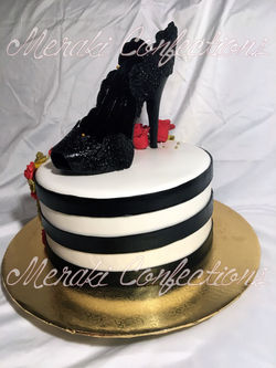 Black Heel Rose Shoe Cake