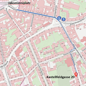 Fußweg zur Praxis von Univ.Prof. DDr. Homann vom Stadtzentrum