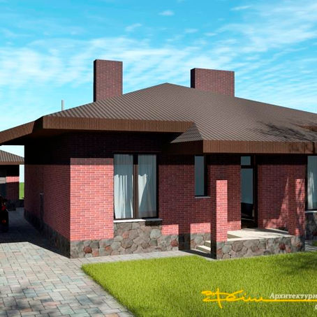 Одноэтажный дом с террасой и навесом