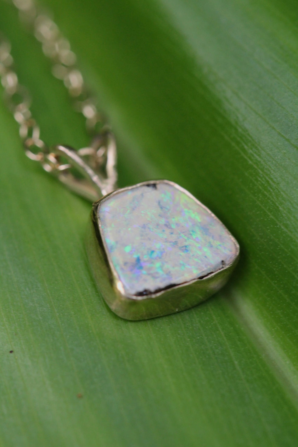 Thumbnail: 14k gold and opal necklace