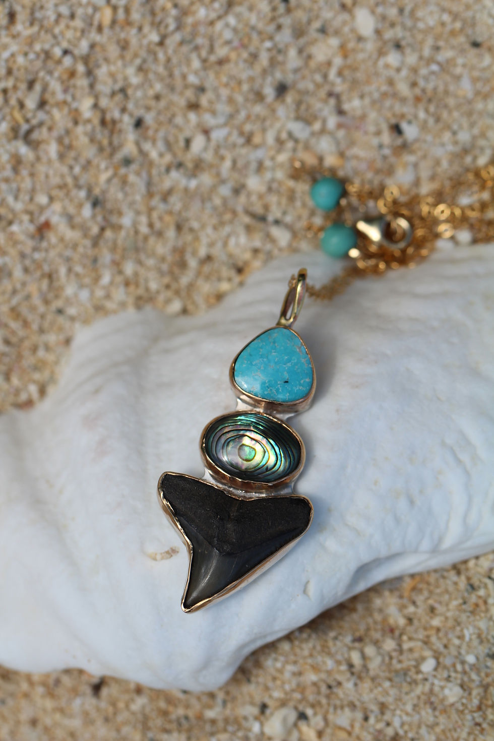 Turquoise Abalone Shark Tooth Necklace