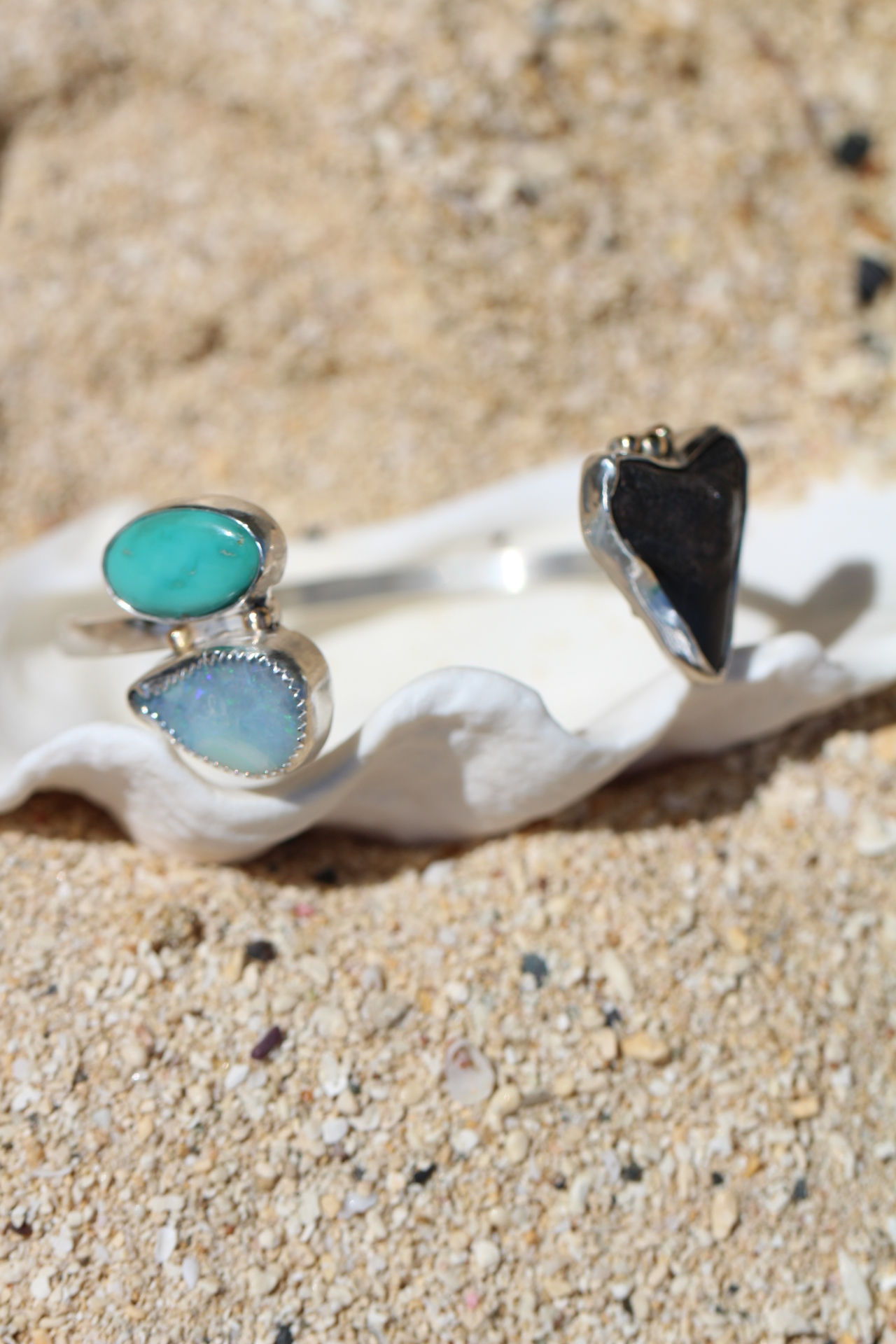 Shark Tooth Turquoise Opal Cuff