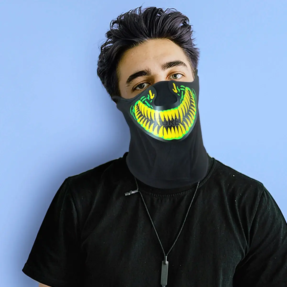 Colorful Sound Activated LED Light Mask with Teeth Design