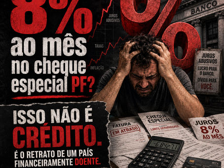 Juros de 8% ao mês no cheque especial: o retrato de uma nação financeiramente adoecida