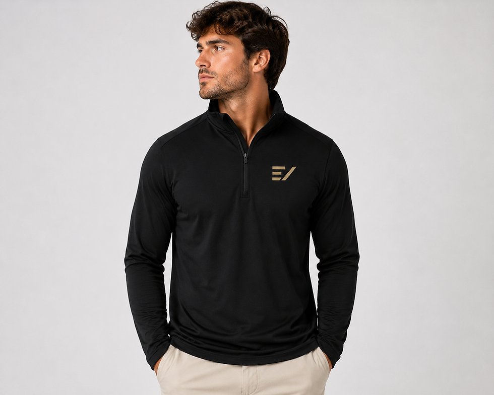 Premier 1-4 zip Black and Khaki