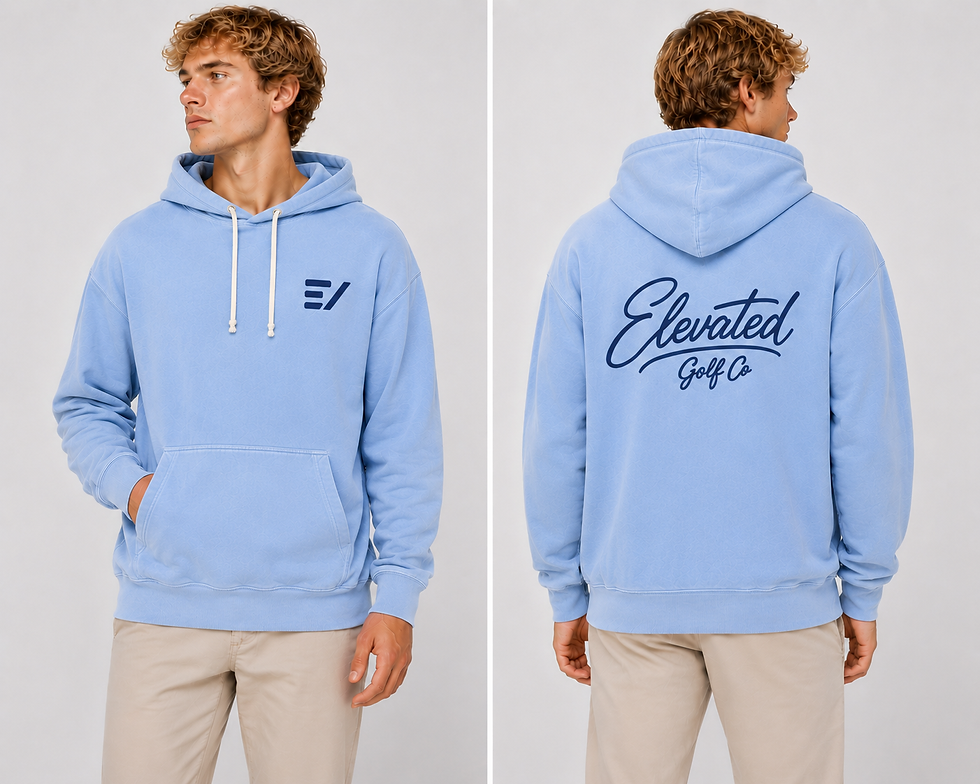 Premier Hoodie Light Blue Navy Script