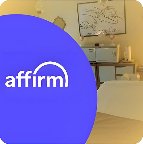 Affirm financing option showing how clients can pay over time for massage and spa services