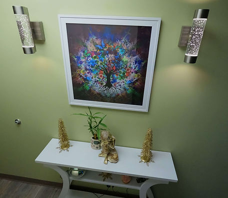 Positive Vibes with decor and wall ligting