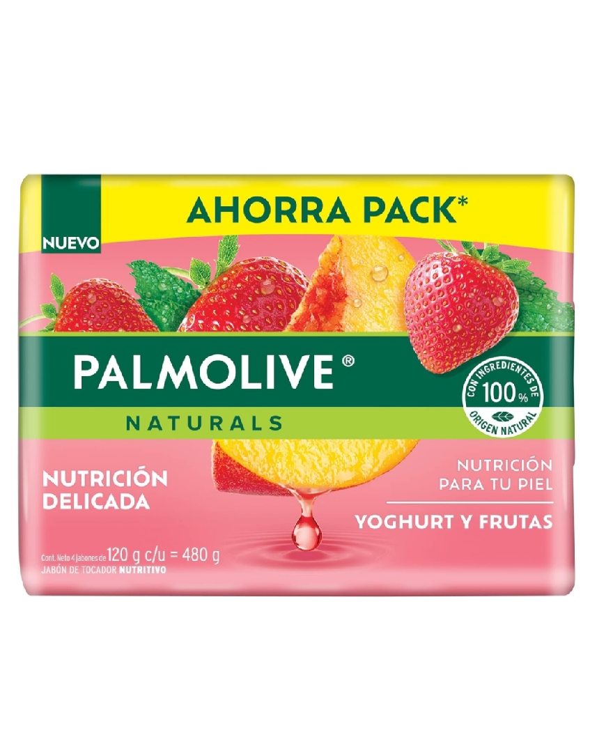 PALMOLIVE Jabón de Baño Naturals Yoghurt y Frutas 4pzs.