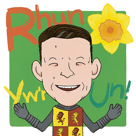Rhun yw'r UN! Illustration by South Wales illutrator Chris Morgan to commemorate the Senedd election of Rhun ap Iorwerth in 2026