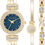 Thumbnail: Anne Klein Juego de reloj y pulsera con detalles de cristal prémium para mujer