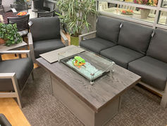 Seating set with fire pit.