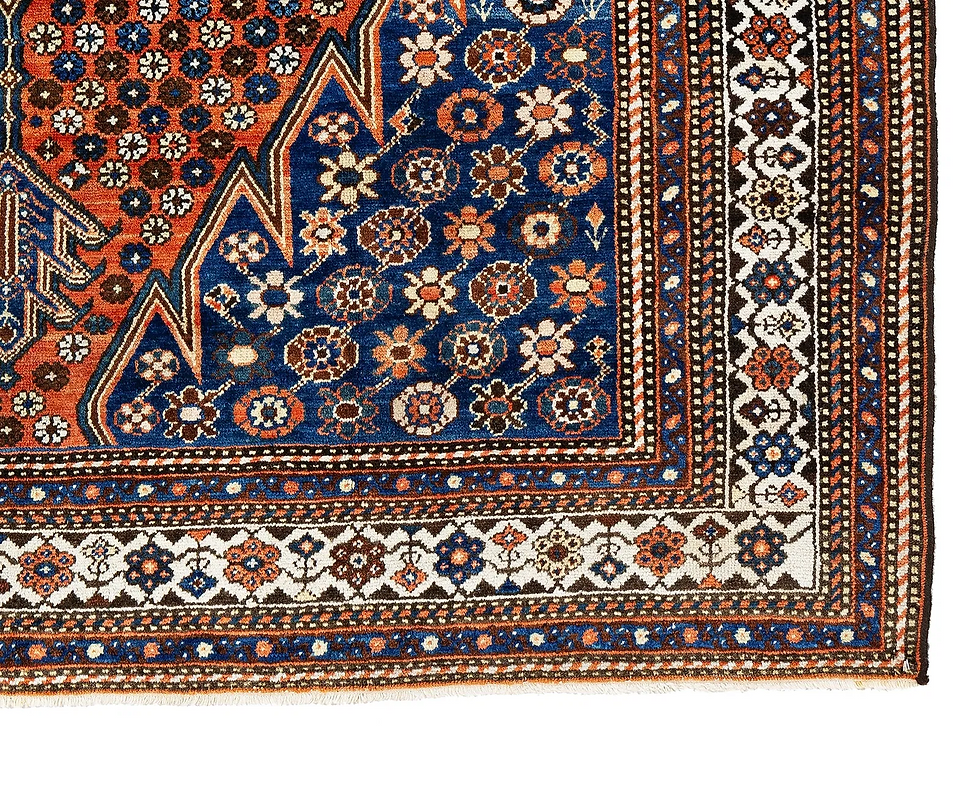 Thumbnail: Antique Persian Mazlaghan Rug Dated 1340 (1922) 4'7" x 6'4"