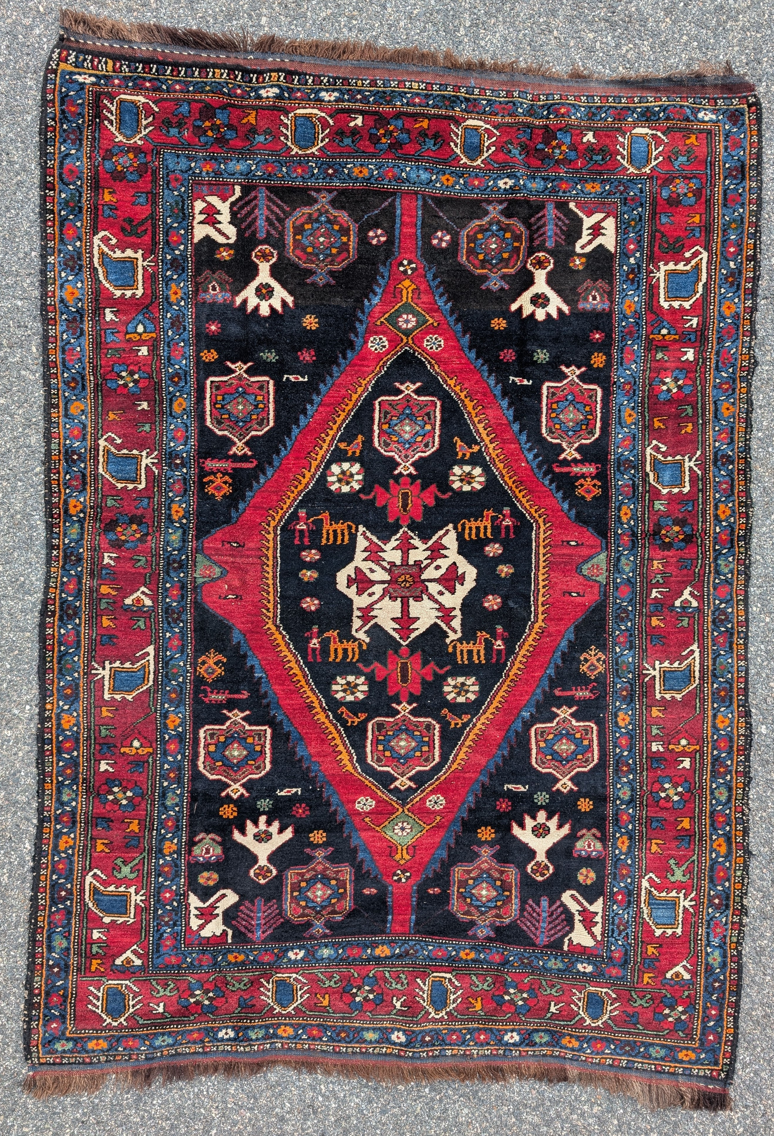 Antique Persian Saveh Lightning Pattern Rug 4'5" x 6'3"