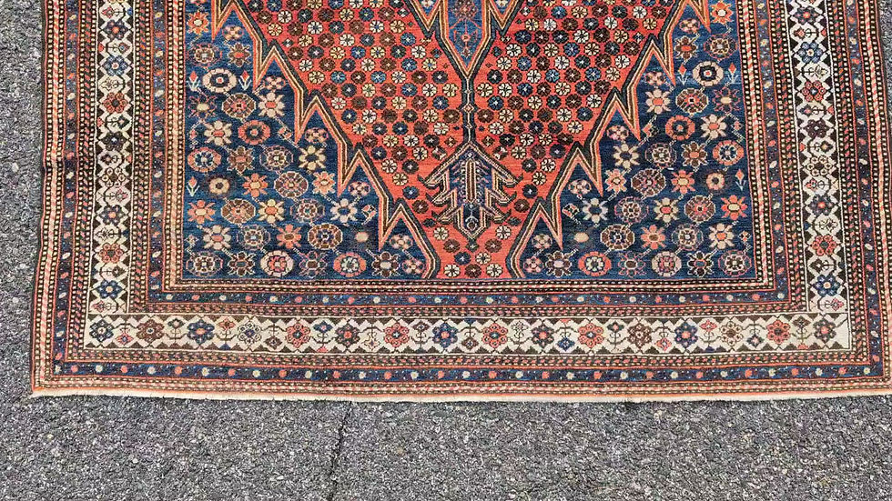 Thumbnail: Antique Persian Mazlaghan Rug Dated 1340 (1922) 4'7" x 6'4"