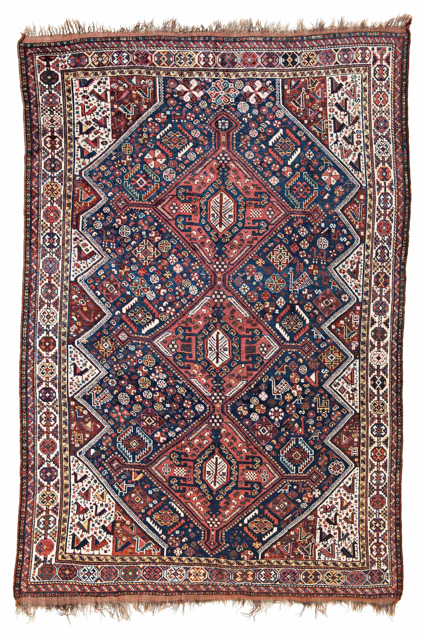 Antique Persian Khamseh Tribal Rug 6'11" x 10'0"