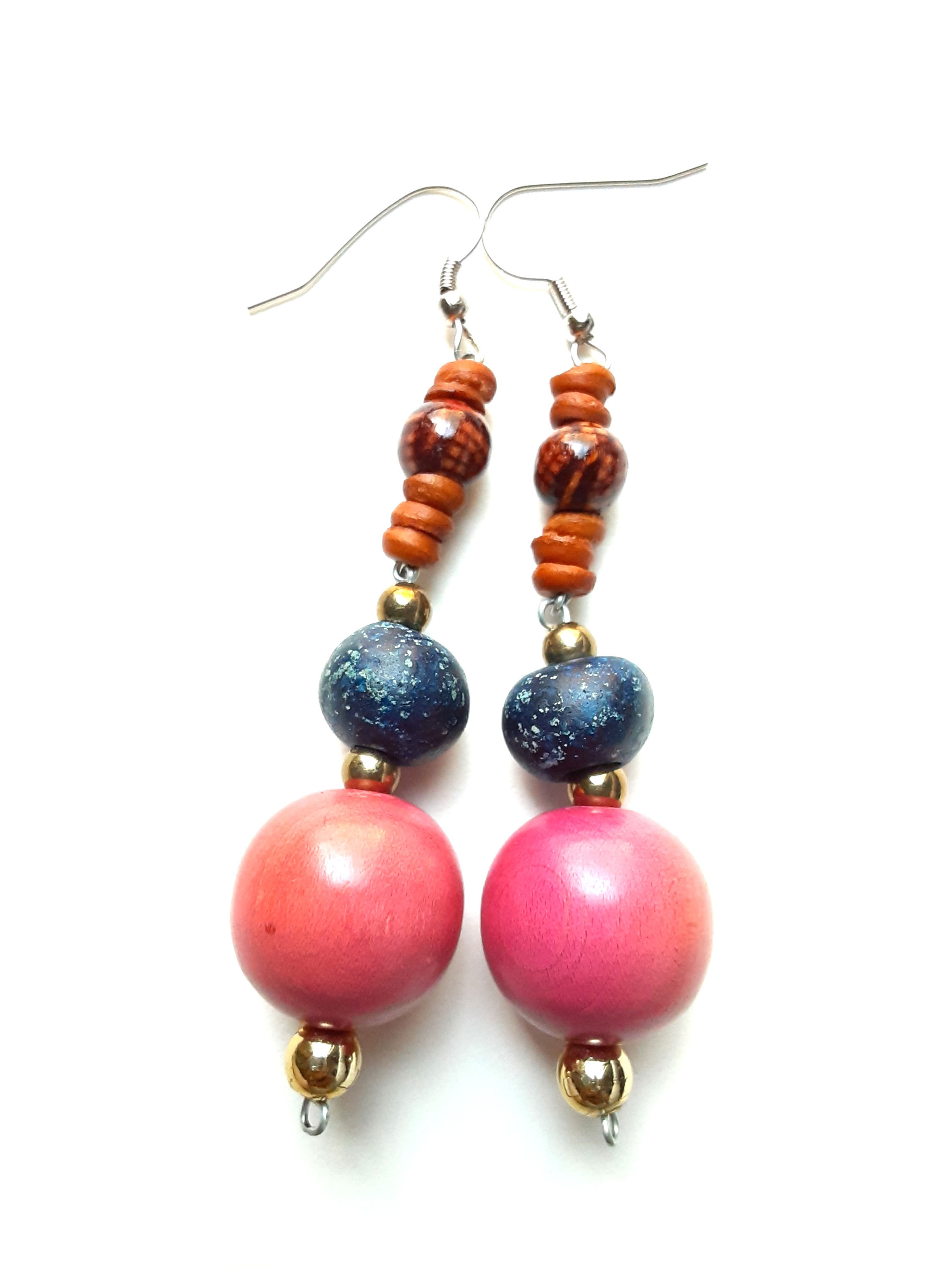 Cardinal pink cosmic blue earrings