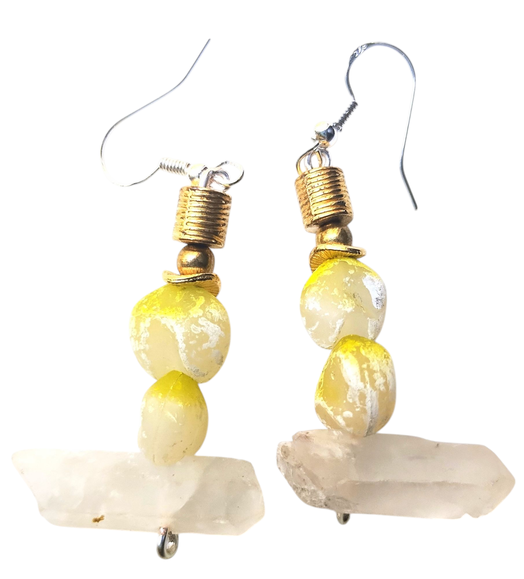 Crystal yellow and white earrings 