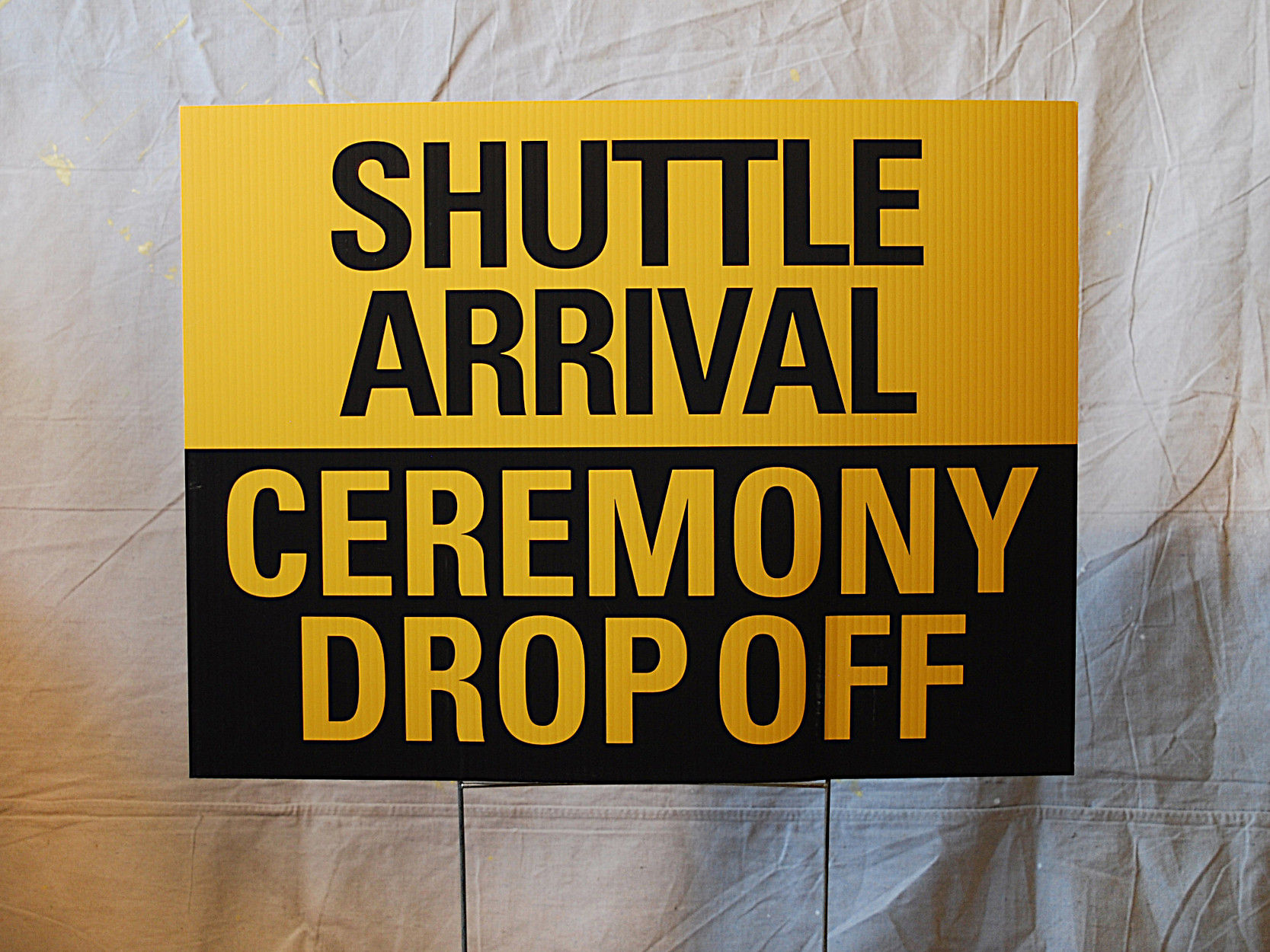 "Shuttle Arrival - Ceremony Drop-Off" - Road Sign