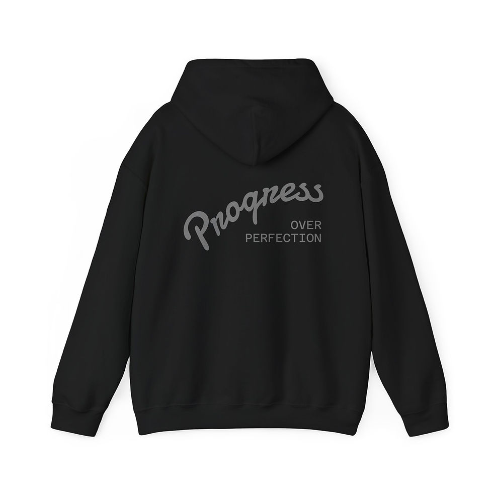 Thumbnail: Progress Over Perfection Hoodie | Red FSL logo sweatshirt