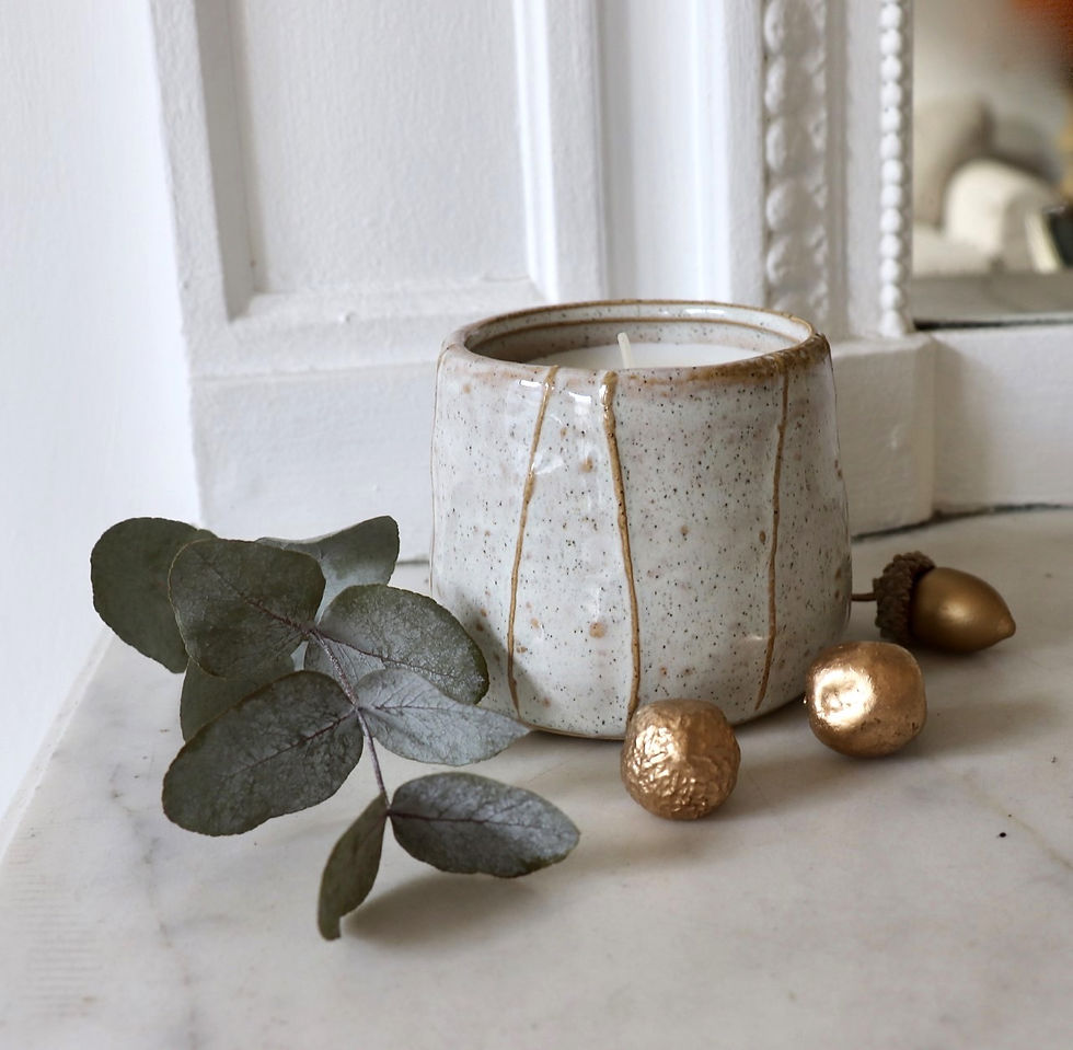 Bougie Pot en Grès Vernissé Veine de Bois