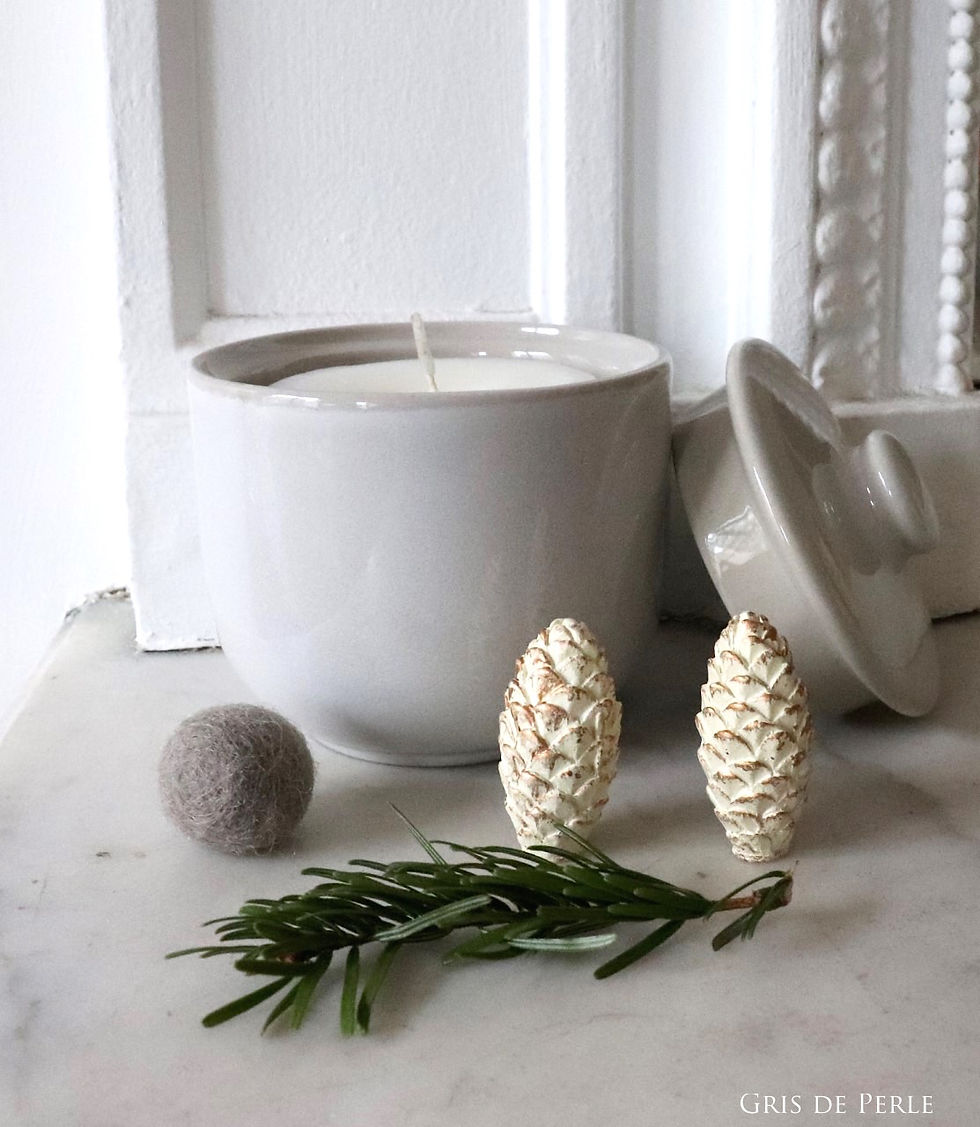 Bougie Pot en Grès Gris Taupe clair avec couvercle