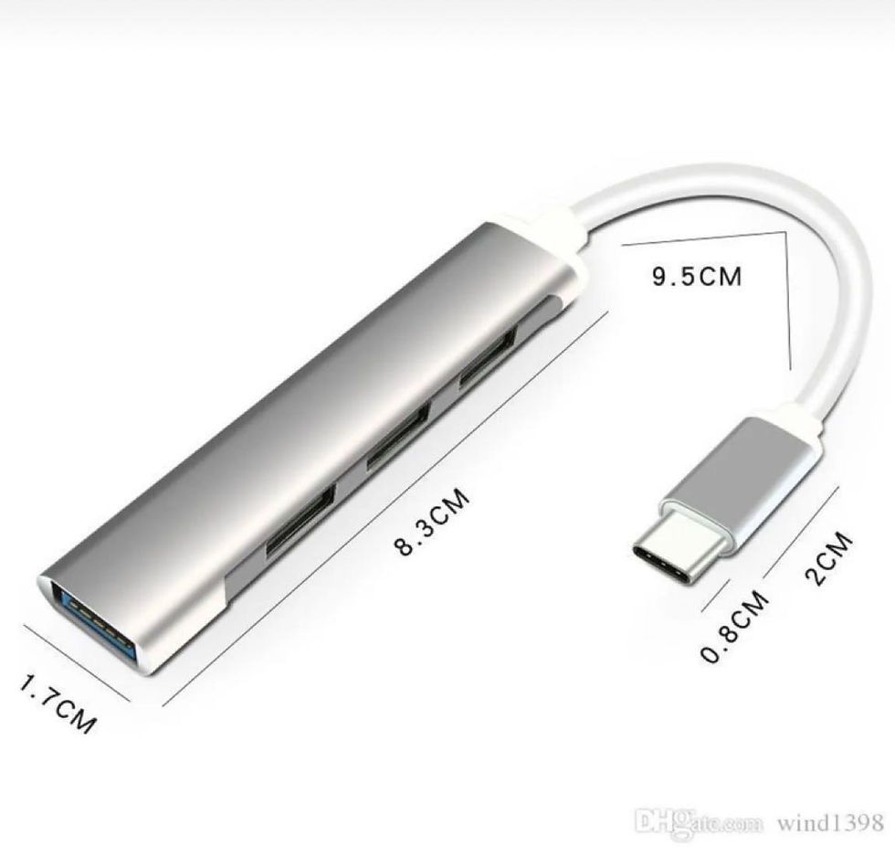 Küçük resim: Type-C USB 3.1 Den 4 Port USB 3.0 Hub Otg Çoğaltıcı Adaptörü Macbook Uyumlu