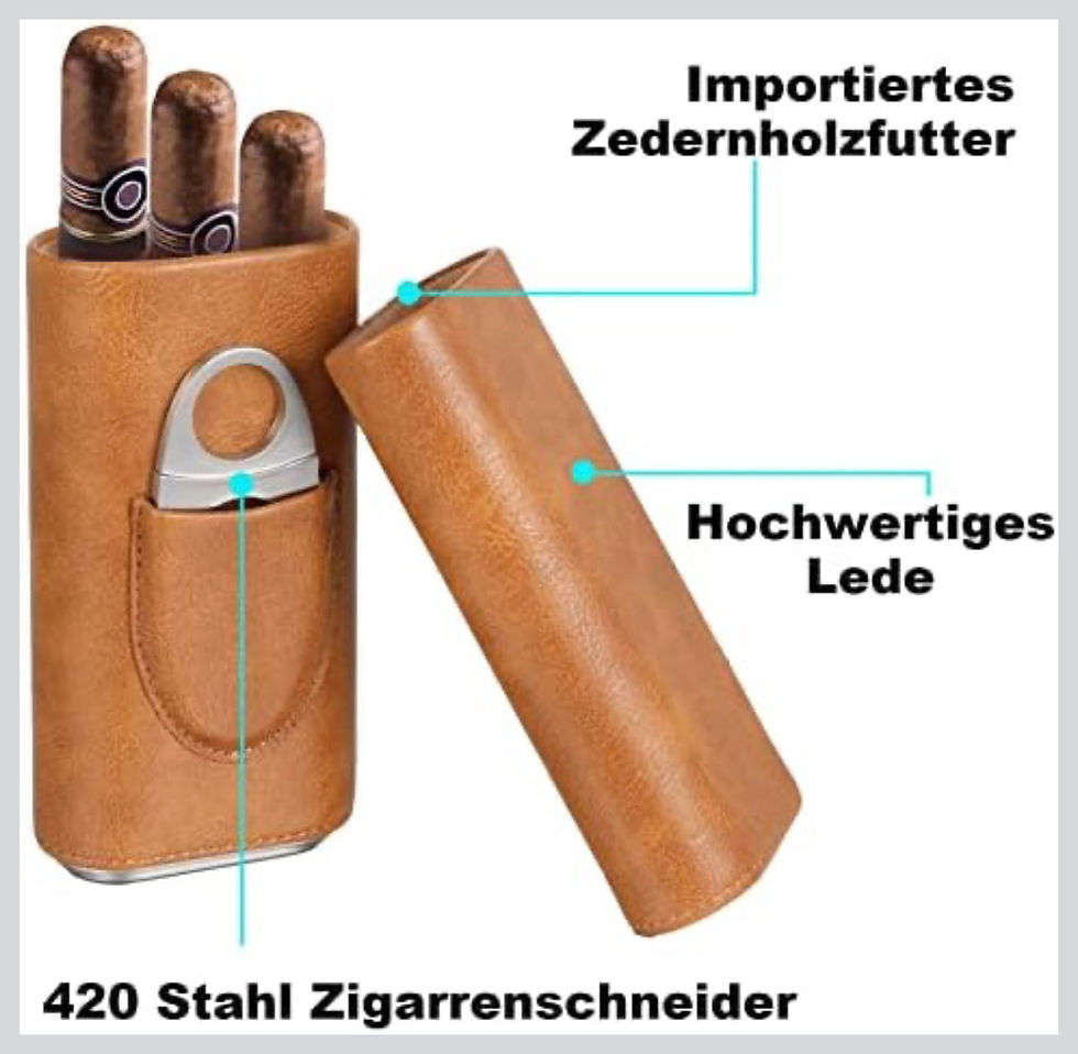Küçük resim: Yüksek Kalite 3 Parmak Humidors Taşınabilir Deri Puro Kutusu Kahverengi Kesicili