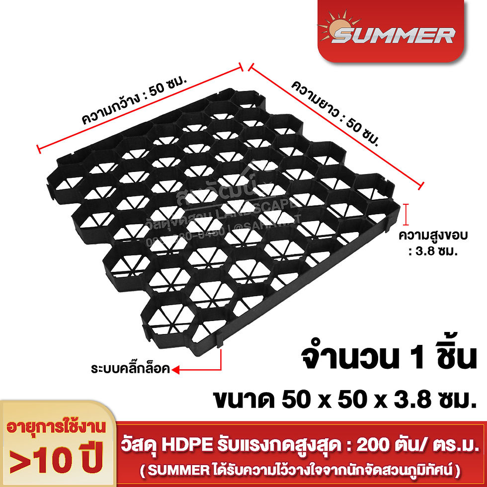 ภาพขนาดย่อ: แผ่นพลาสติกปูพื้น บล็อกพลาสติกปูพื้น Grass Paver 50x50x3.5 ซม. สำหรับปลูกหญ้า โร