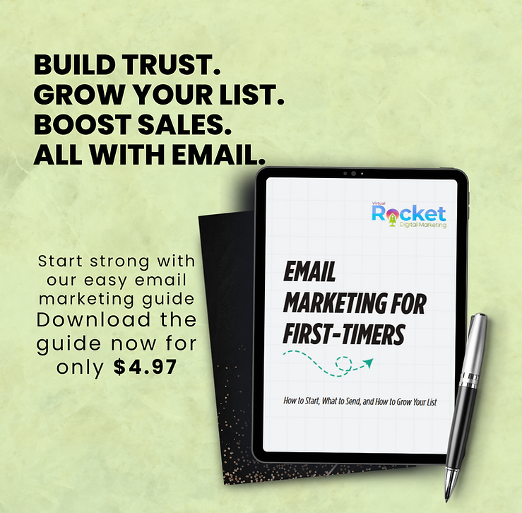 Cover image of the downloadable “Email Marketing Guide for First-Timers,” showing a laptop screen with an email campaign draf