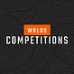 Wolds Competitions logo featuring bold white and orange text on a dark topographic contour-pattern background, creating a sleek modern gaming and competitions brand identity.
