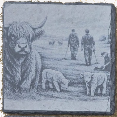 Highland Cow & Detectorists Slate Coaster