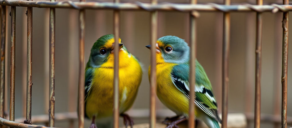 Two birds in a cage