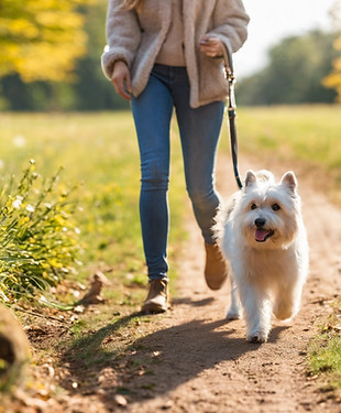 Dog walking, outside, walking with a dog, female adult walking dog.jpg