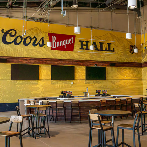 Branded Coors Banquet Hall graphics for the Western Stock Show Complex in Denver, Colorado.