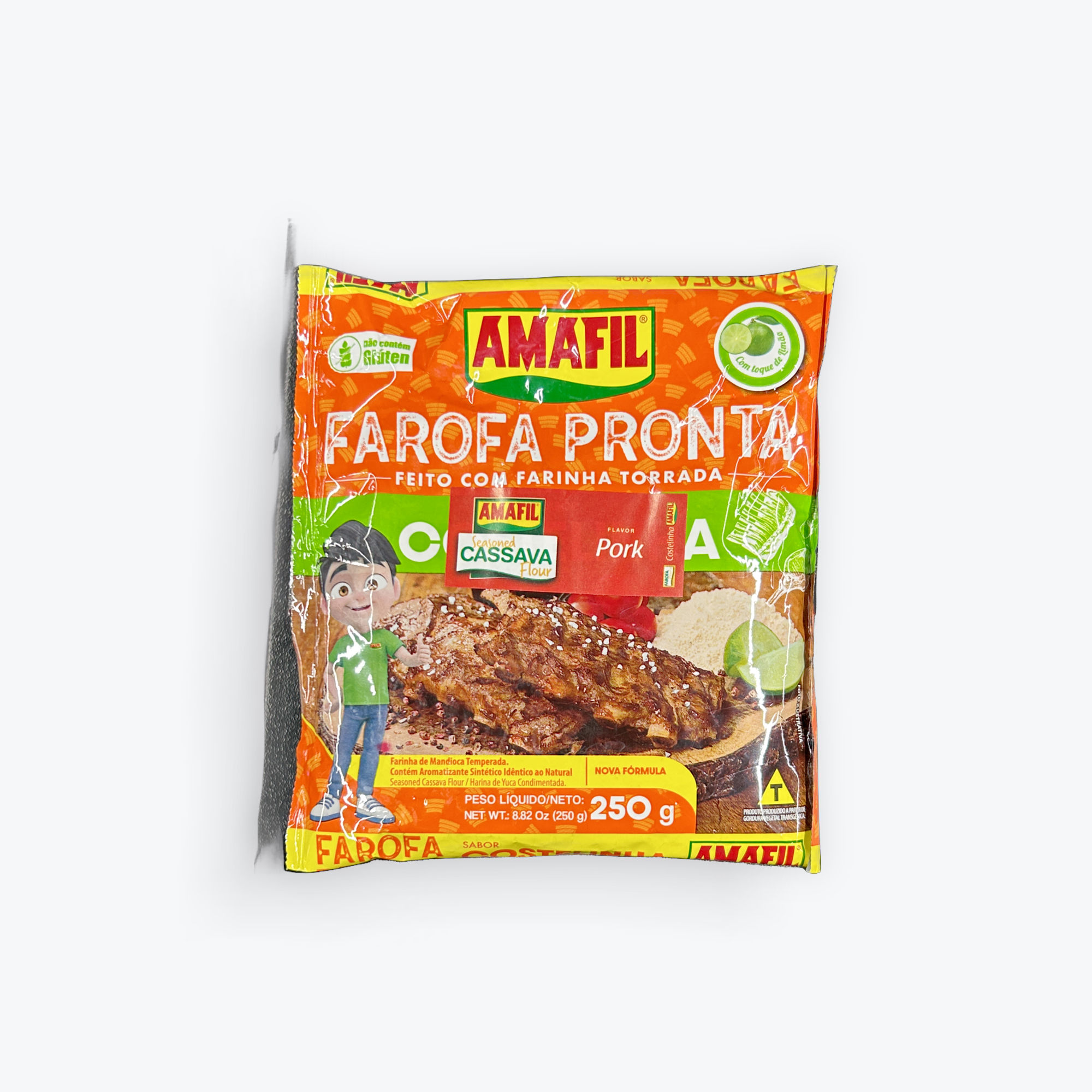 Amafil " Farofa Pronta Costelinha (Seasoned Cassava Flour) Bag 250g (8.82oz)