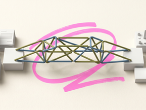 an abstract straw bridge