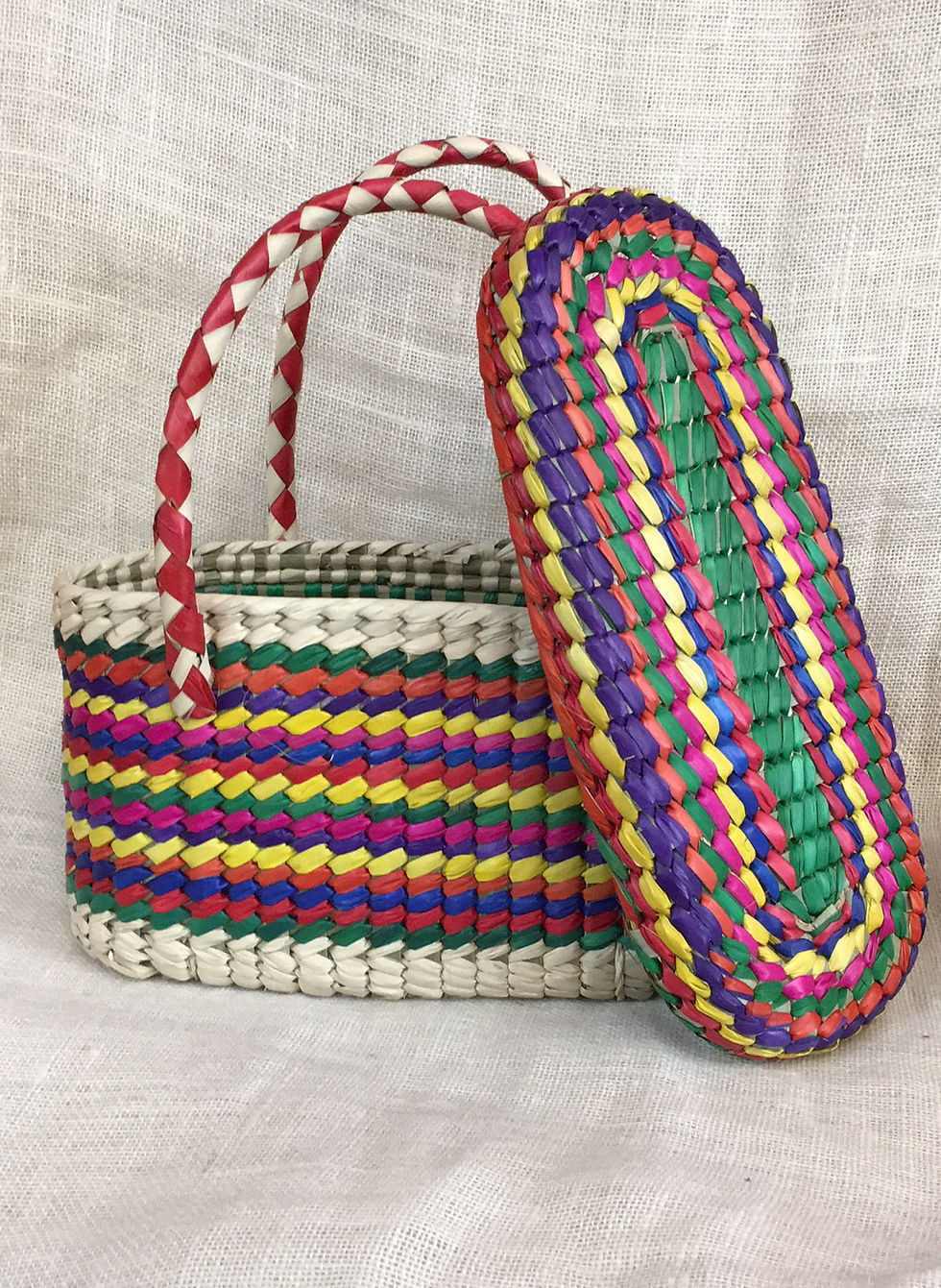 Thumbnail: Small Straw Basket Handbag