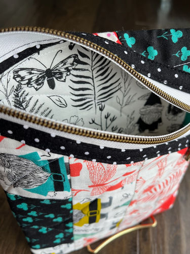 View of inside of zippered gnome pouch.