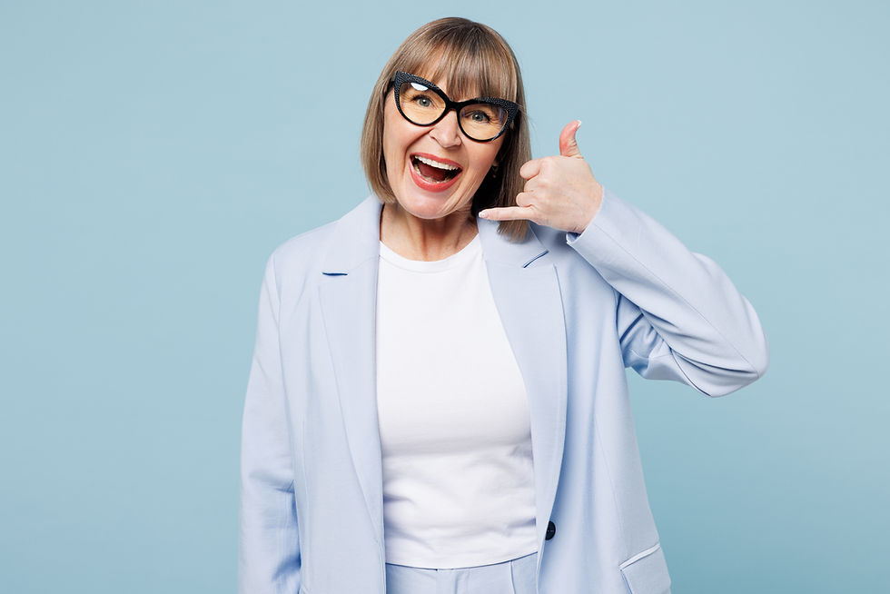 woman doing phone gesture