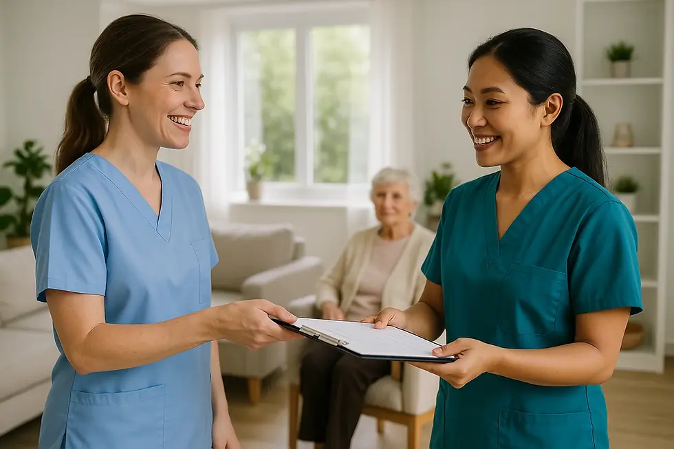 Professional caregiver helping elderly woman with nutritious meal at home in Victoria BC providing dignified feeding assistance and nutrition support