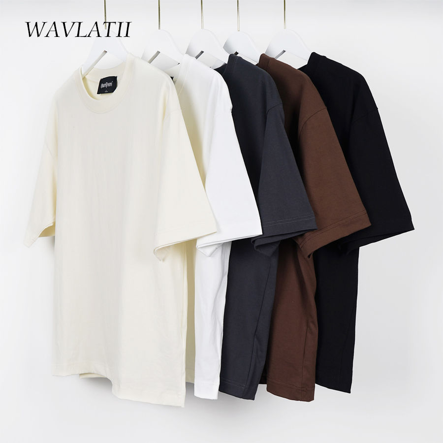 WAVLATII Oversized Summer T shirts for Women Men Brown Casual Female Korean Stre