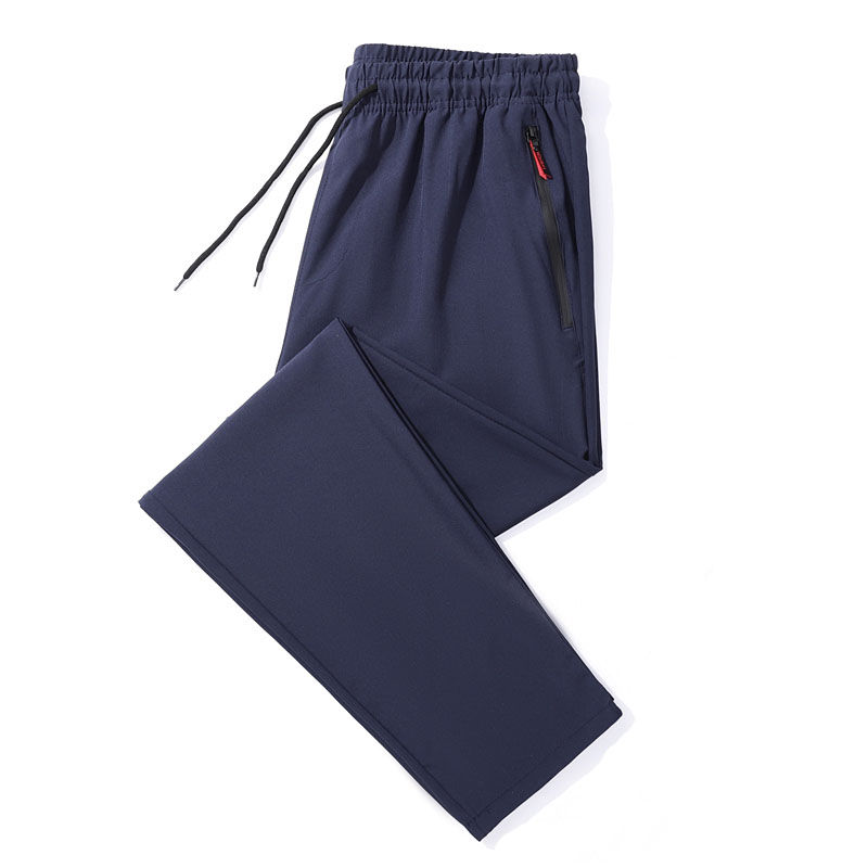 Thumbnail: Men's Casual Pants Straight Slim Fit Elastic Waist Jogger Korean Classic Blue Bl