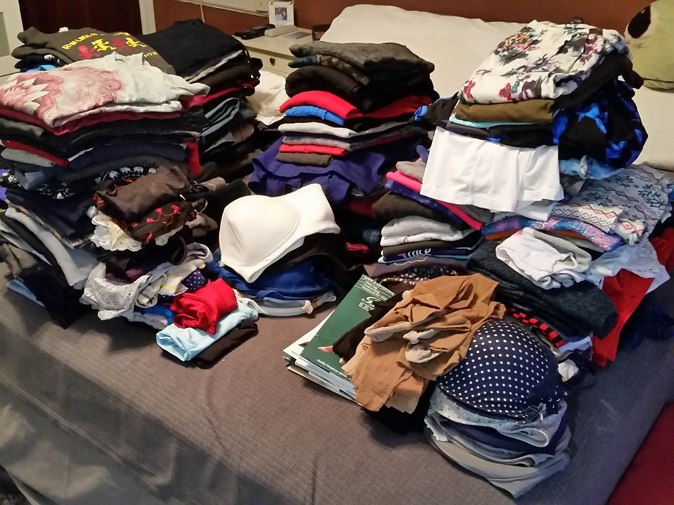 All clothing gathered together in one place